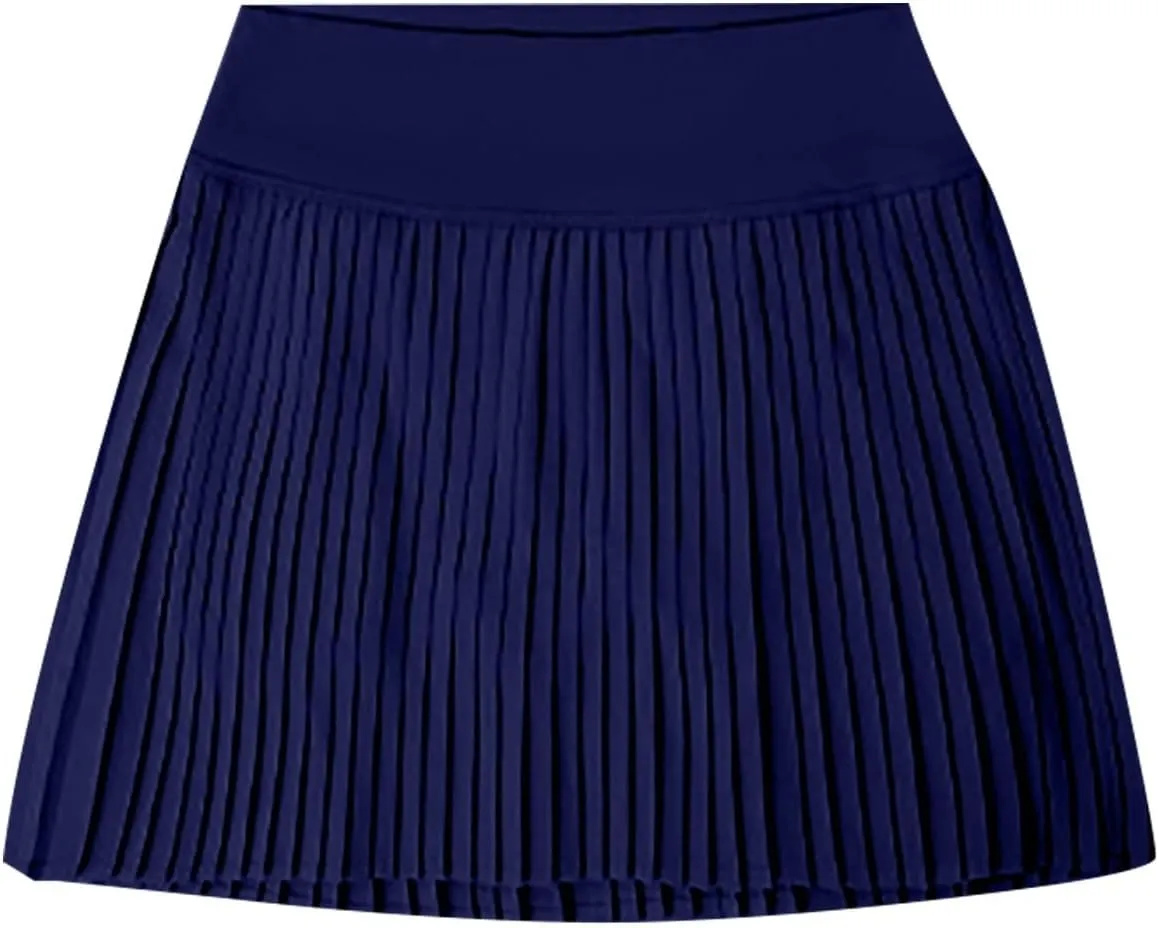 2 in 1 Tennis Skorts for Women Pleated Athletic Skirts with Shorts Pockets High Waist Running Workout Golf Skirt