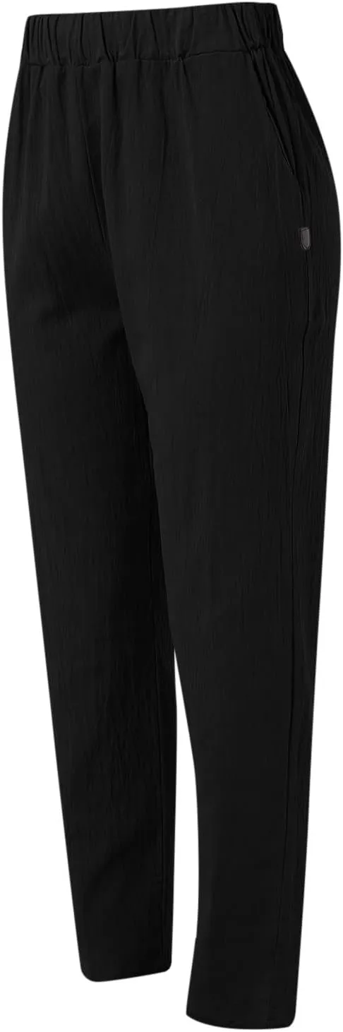 2025 Linen Pants for Women Summer High Waist Elastic Straight Leg Lounge Pant Casual Loose Lightweight Beach Trousers