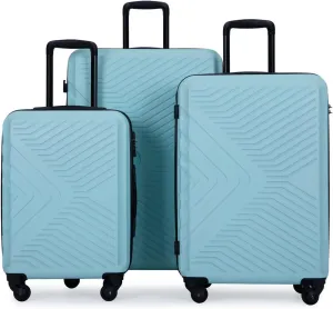 3 Piece Lightweight Hard-Shell Luggage Set for Stress-Free Travel, TSA- Security, Spinner Wheels, Green