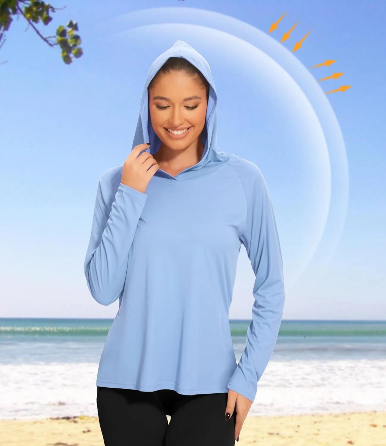 4 Pack Women's Sun Protection Hoodie UPF SPF Long Sleeve Hiking Fishing Athletic Shirts Lightweight Rash Guards