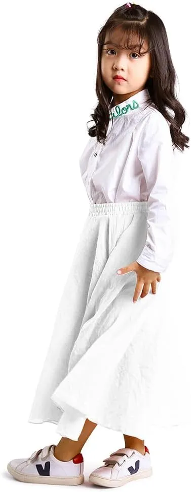 Aeslech Women's Bohemian Elastic Waist A Line Long Maxi Cotton Linen Skirt