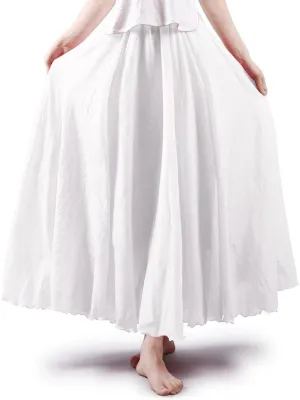 Aeslech Women's Bohemian Elastic Waist A Line Long Maxi Cotton Linen Skirt