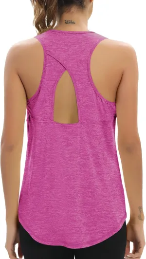 Aeuui Womens Workout Tops Open Back Racerback Tank Tops Sleeveless Yoga Athletic Running Shirts Gym Clothes for Women