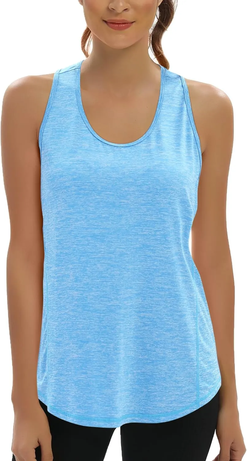 Aeuui Womens Workout Tops Open Back Racerback Tank Tops Sleeveless Yoga Athletic Running Shirts Gym Clothes for Women