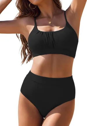 AI'MAGE Bikini Sets for Women High Waisted 2025 Two Piece Swimsuits Sporty Color Block Bathing Suit S-XXL