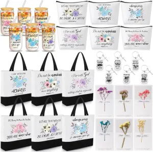 Aliceset 30 Pcs Christian Gifts for Women Inspirational Religious Gift Set Birthday Mothers Day Present Included Bible Cola Cup Canvas Bag Cosmetic Bag Keychain Greeting Card for Women Mom Sister