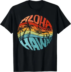 Aloha Hawaii Retro Vintage Sunset Palm Tree Summer Vacation T-Shirt