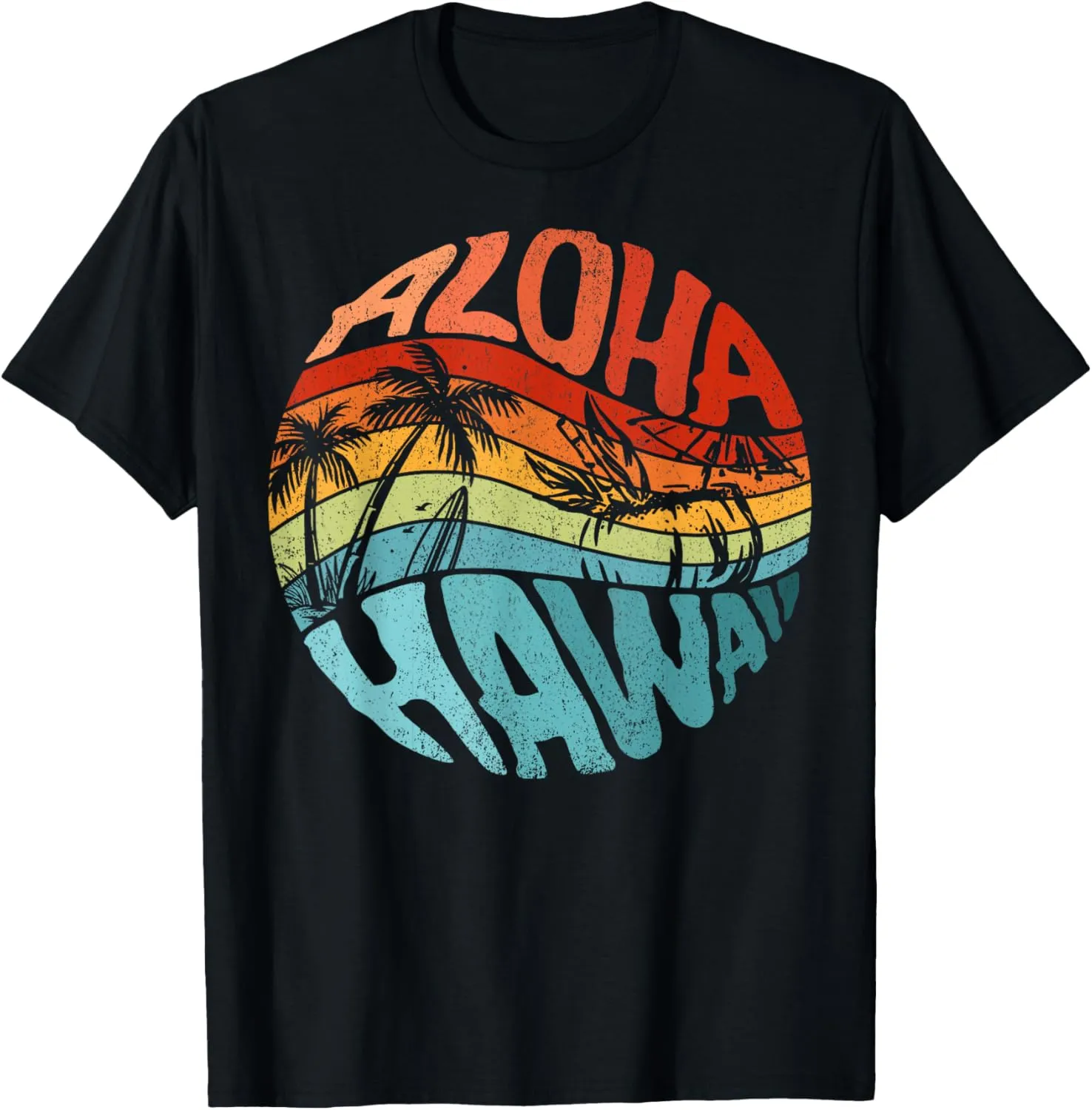 Aloha Hawaii Retro Vintage Sunset Palm Tree Summer Vacation T-Shirt