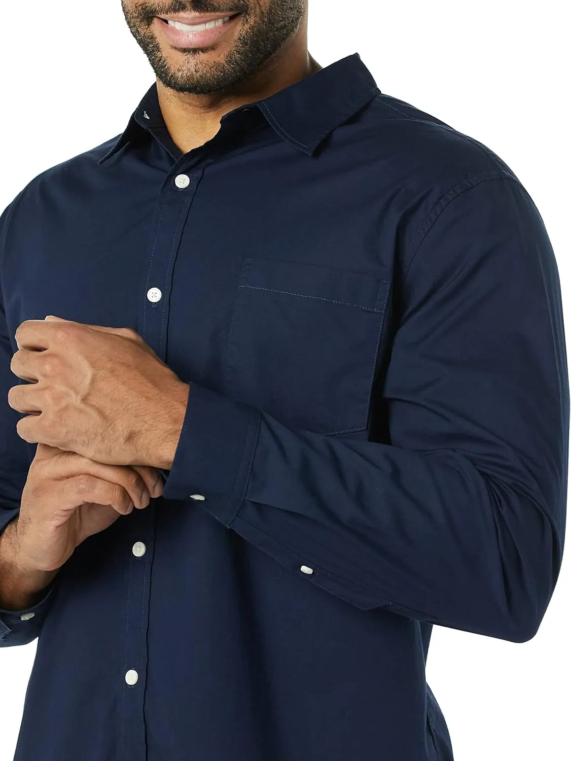 Amazon Essentials Men's Long-Sleeve Slim-Fit Stretch Poplin Shirt