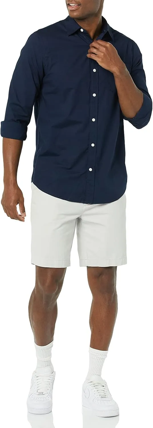 Amazon Essentials Men's Long-Sleeve Slim-Fit Stretch Poplin Shirt