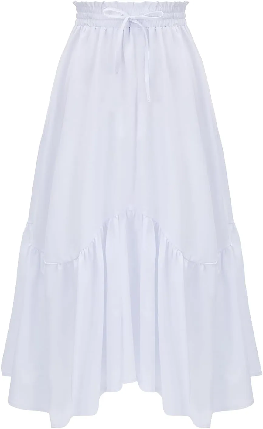 American Trends Maxi Skirts for Women Renaissance Skirt Medieval Womens Long Skirts Flowy Bohemian Pirate Skirts with Pockets