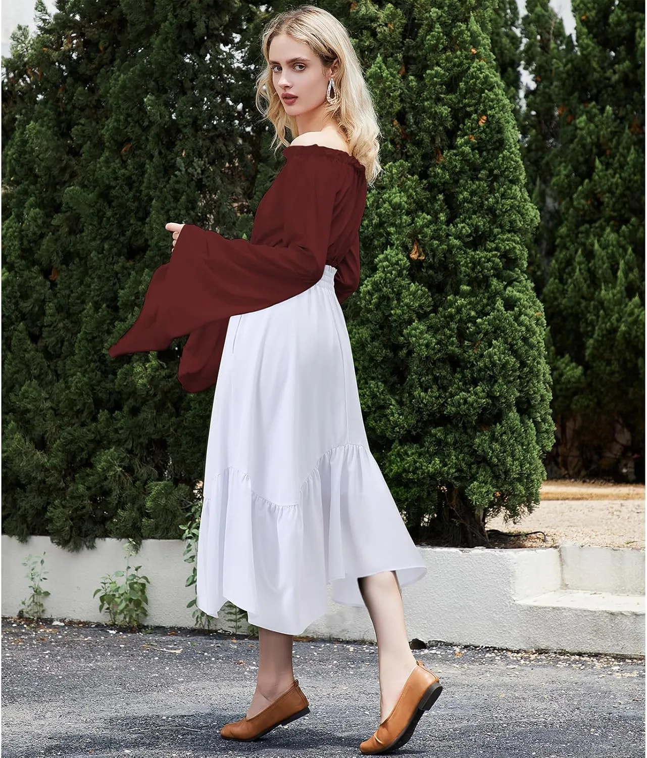 American Trends Maxi Skirts for Women Renaissance Skirt Medieval Womens Long Skirts Flowy Bohemian Pirate Skirts with Pockets