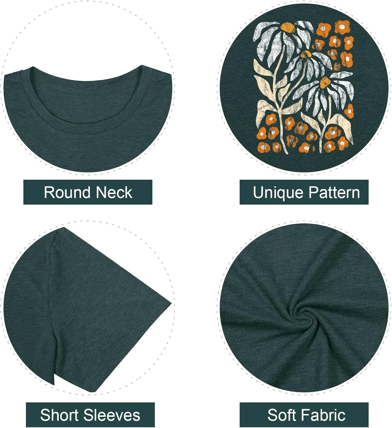 Anbech Women Plus Size Tops Cute Kindness Graphic Be Kind Tees Wildflowers Print Teacher Tops