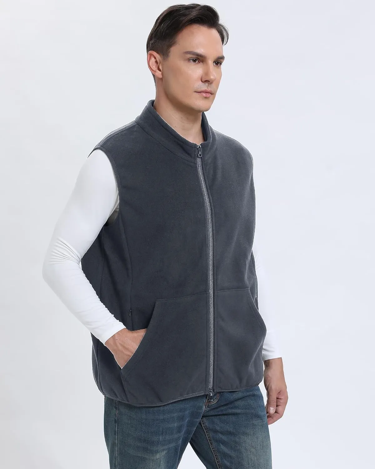 Argstar Men's Fleece Vest with 6 Pockets (S - 2XL, Available in Inner Pockets)