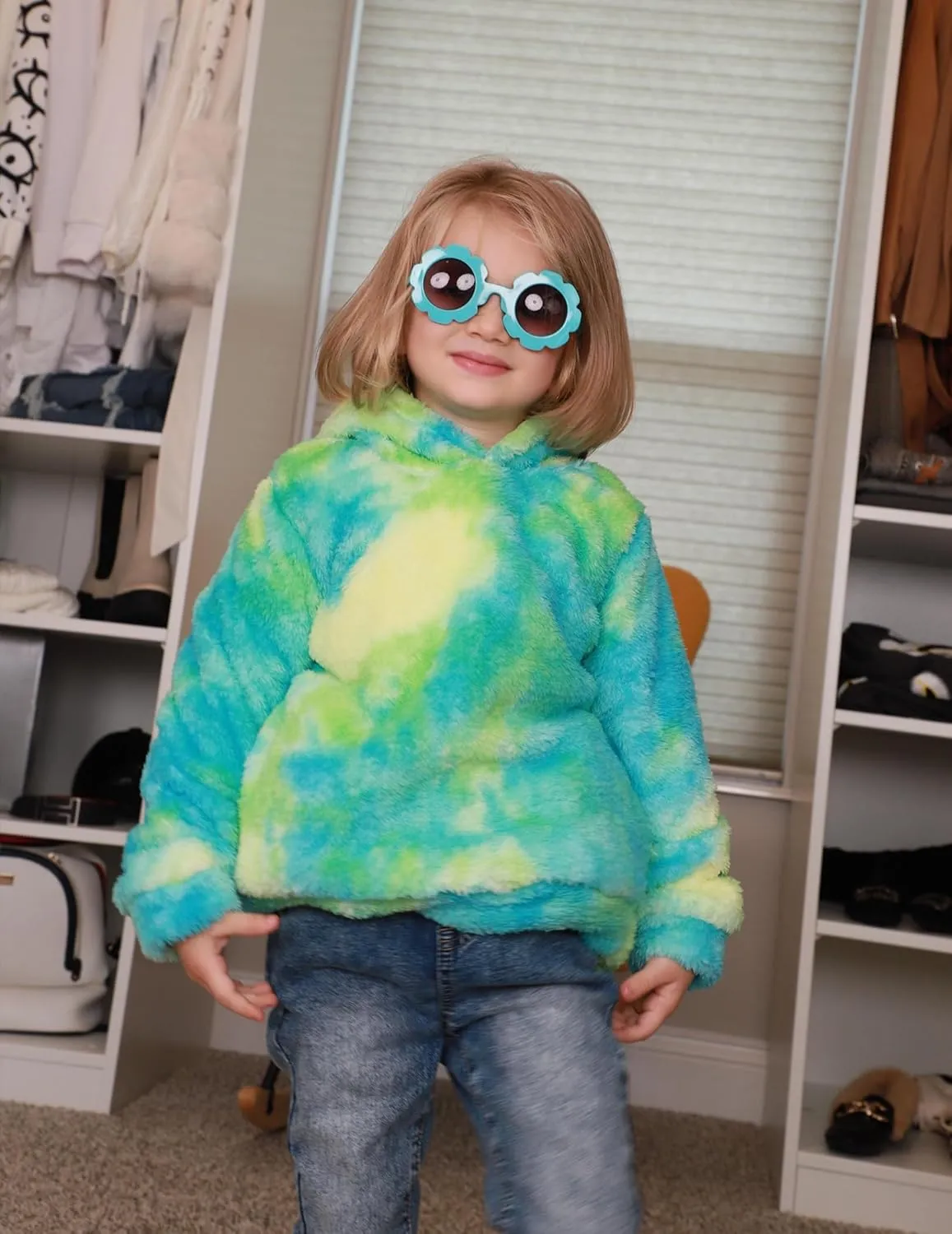 Arshiner Girls Fuzzy Fleece Hoodies Casual Sweatshirt Sherpa Pullover with Kangaroo Pockets