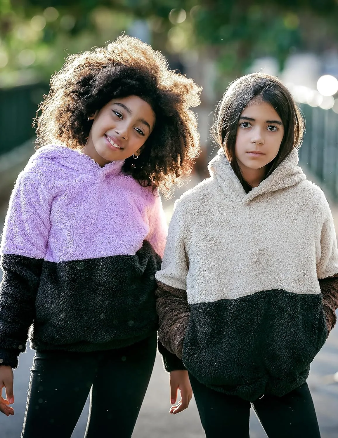 Arshiner Girls Fuzzy Fleece Hoodies Casual Sweatshirt Sherpa Pullover with Kangaroo Pockets