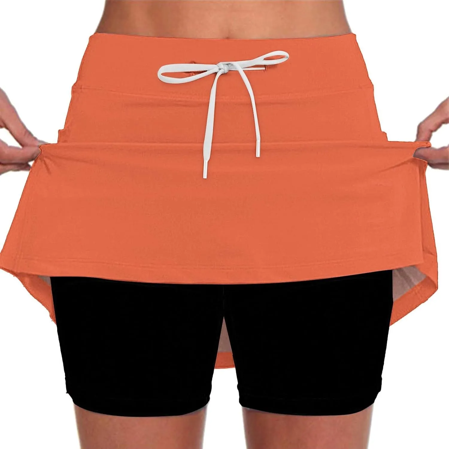 Athletic Skorts for Women with Pockets Plus Size Tummy Control Drawstrings High Waisted Tennis Skirts Yoga Shorts