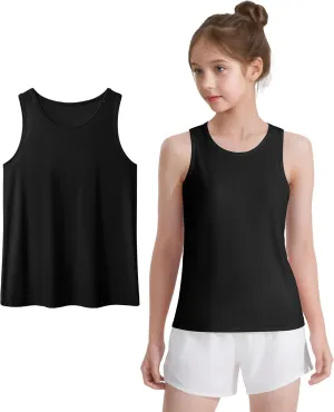 Auranso Girls Tank Tops Racerback Sleeveless UPF 50  Quick Dry Athletic Shirts Sports Dance Workout Tops