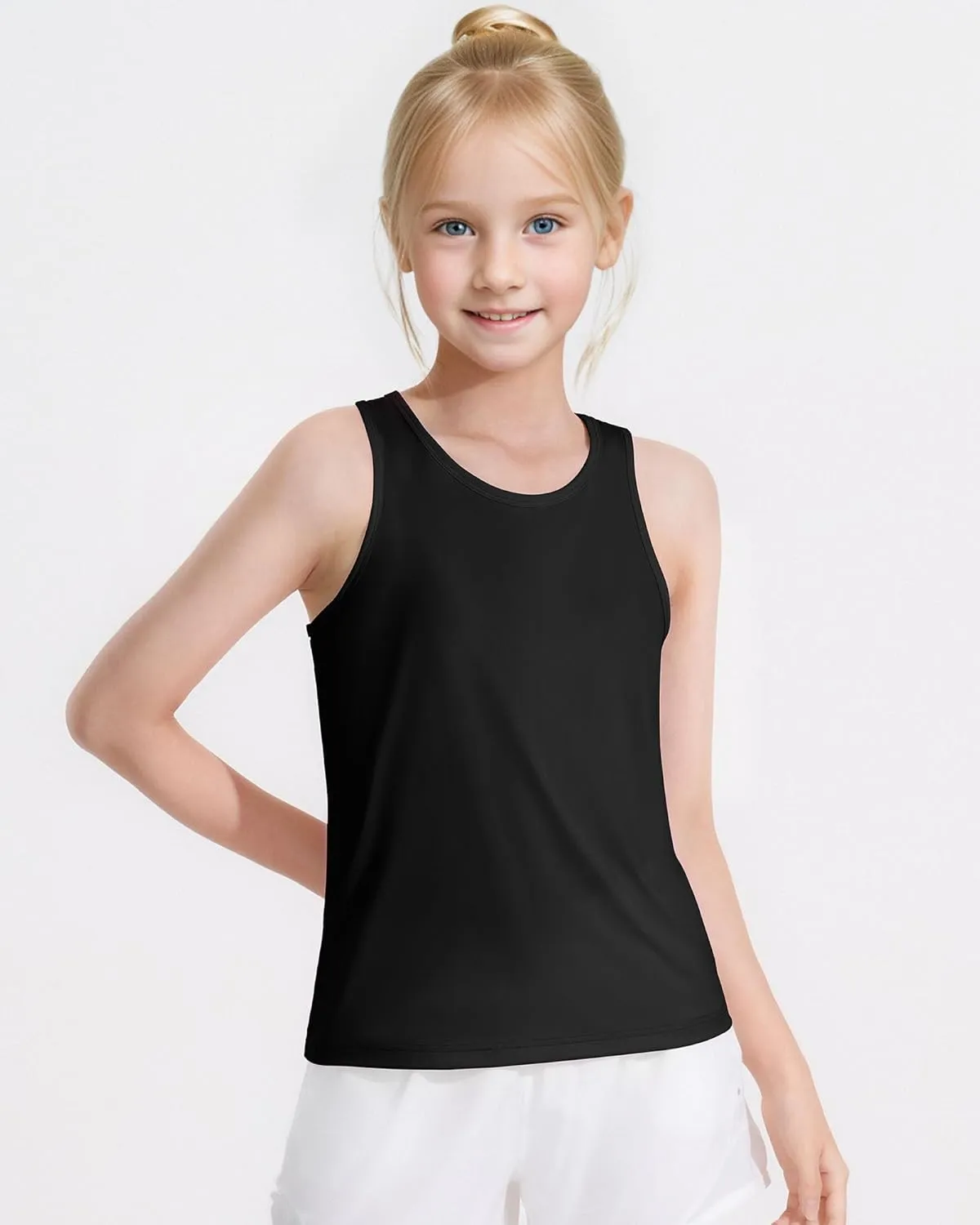 Auranso Girls Tank Tops Racerback Sleeveless UPF 50  Quick Dry Athletic Shirts Sports Dance Workout Tops