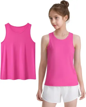 Auranso Girls Tank Tops Racerback Sleeveless UPF 50  Quick Dry Athletic Shirts Sports Dance Workout Tops