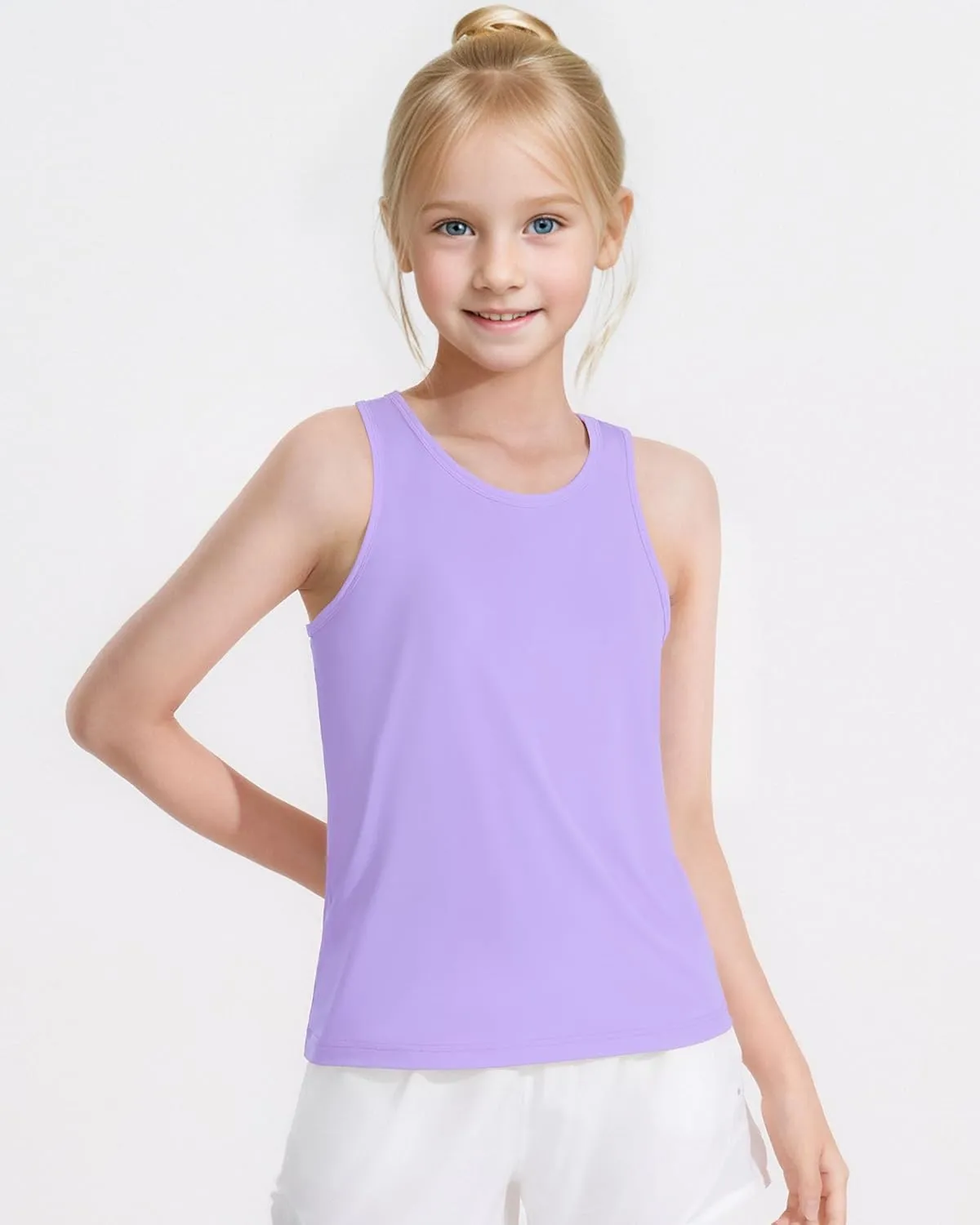 Auranso Girls Tank Tops Racerback Sleeveless UPF 50  Quick Dry Athletic Shirts Sports Dance Workout Tops