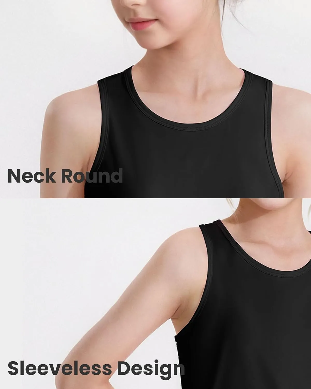 Auranso Girls Tank Tops Racerback Sleeveless UPF 50  Quick Dry Athletic Shirts Sports Dance Workout Tops