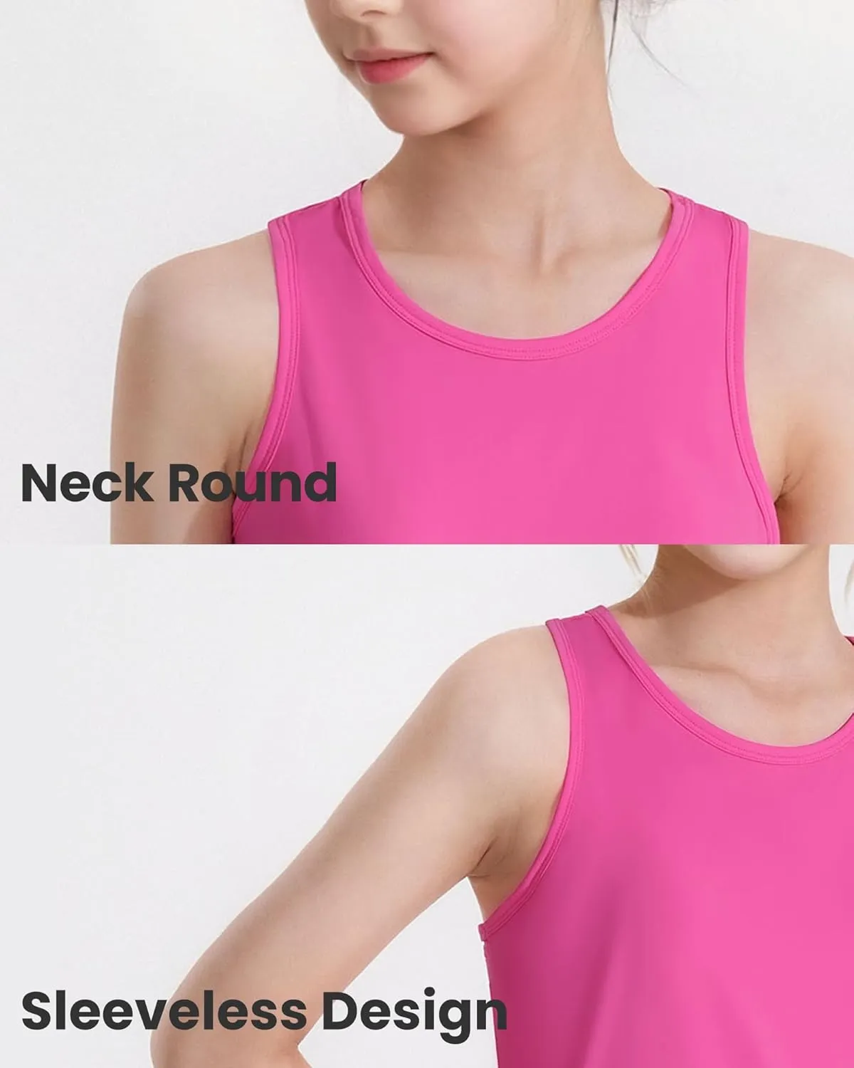Auranso Girls Tank Tops Racerback Sleeveless UPF 50  Quick Dry Athletic Shirts Sports Dance Workout Tops