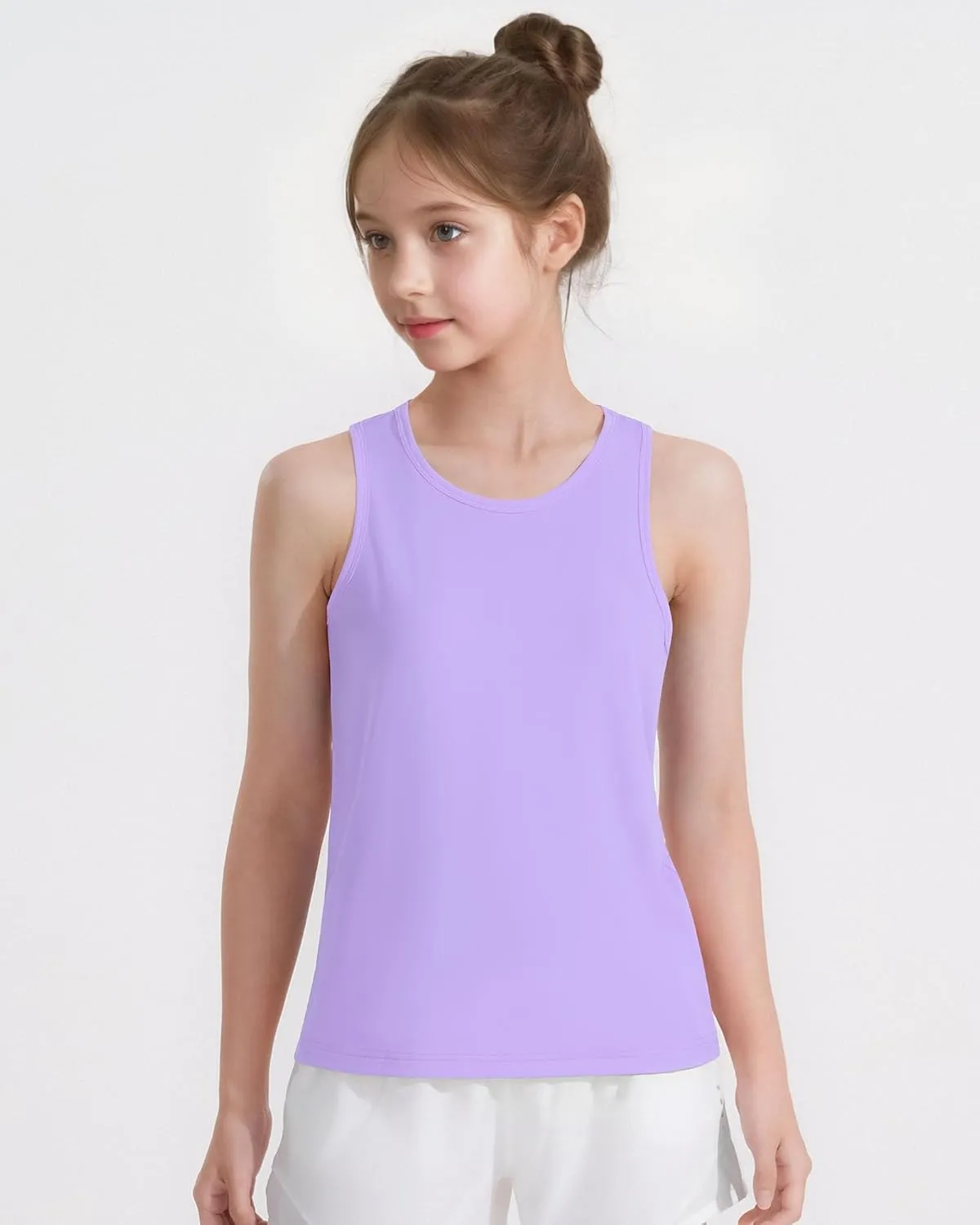 Auranso Girls Tank Tops Racerback Sleeveless UPF 50  Quick Dry Athletic Shirts Sports Dance Workout Tops