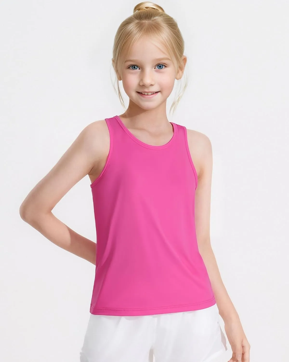 Auranso Girls Tank Tops Racerback Sleeveless UPF 50  Quick Dry Athletic Shirts Sports Dance Workout Tops