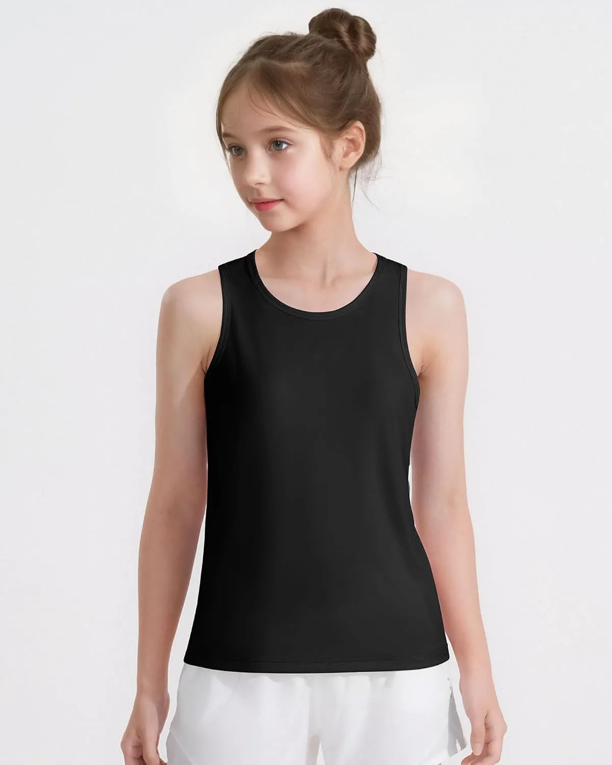 Auranso Girls Tank Tops Racerback Sleeveless UPF 50  Quick Dry Athletic Shirts Sports Dance Workout Tops