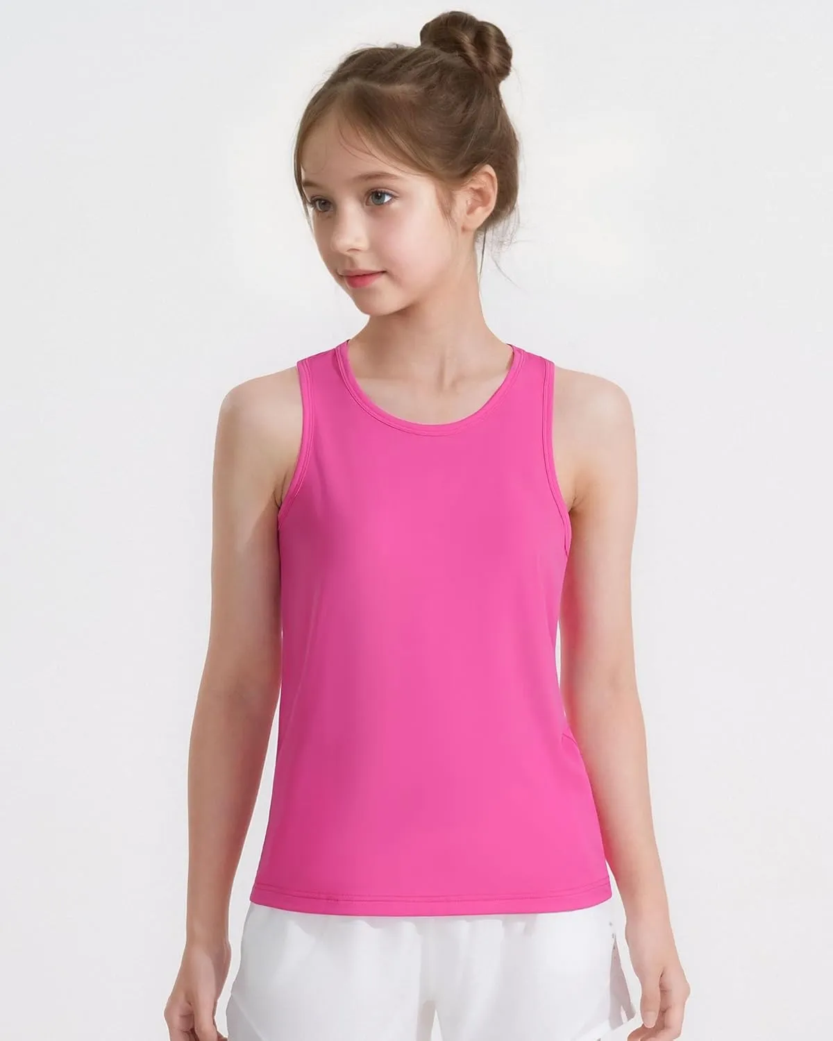 Auranso Girls Tank Tops Racerback Sleeveless UPF 50  Quick Dry Athletic Shirts Sports Dance Workout Tops