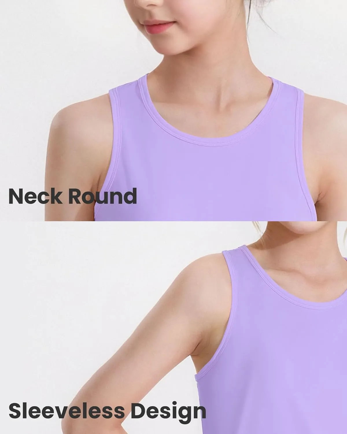 Auranso Girls Tank Tops Racerback Sleeveless UPF 50  Quick Dry Athletic Shirts Sports Dance Workout Tops