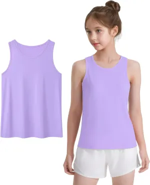 Auranso Girls Tank Tops Racerback Sleeveless UPF 50  Quick Dry Athletic Shirts Sports Dance Workout Tops