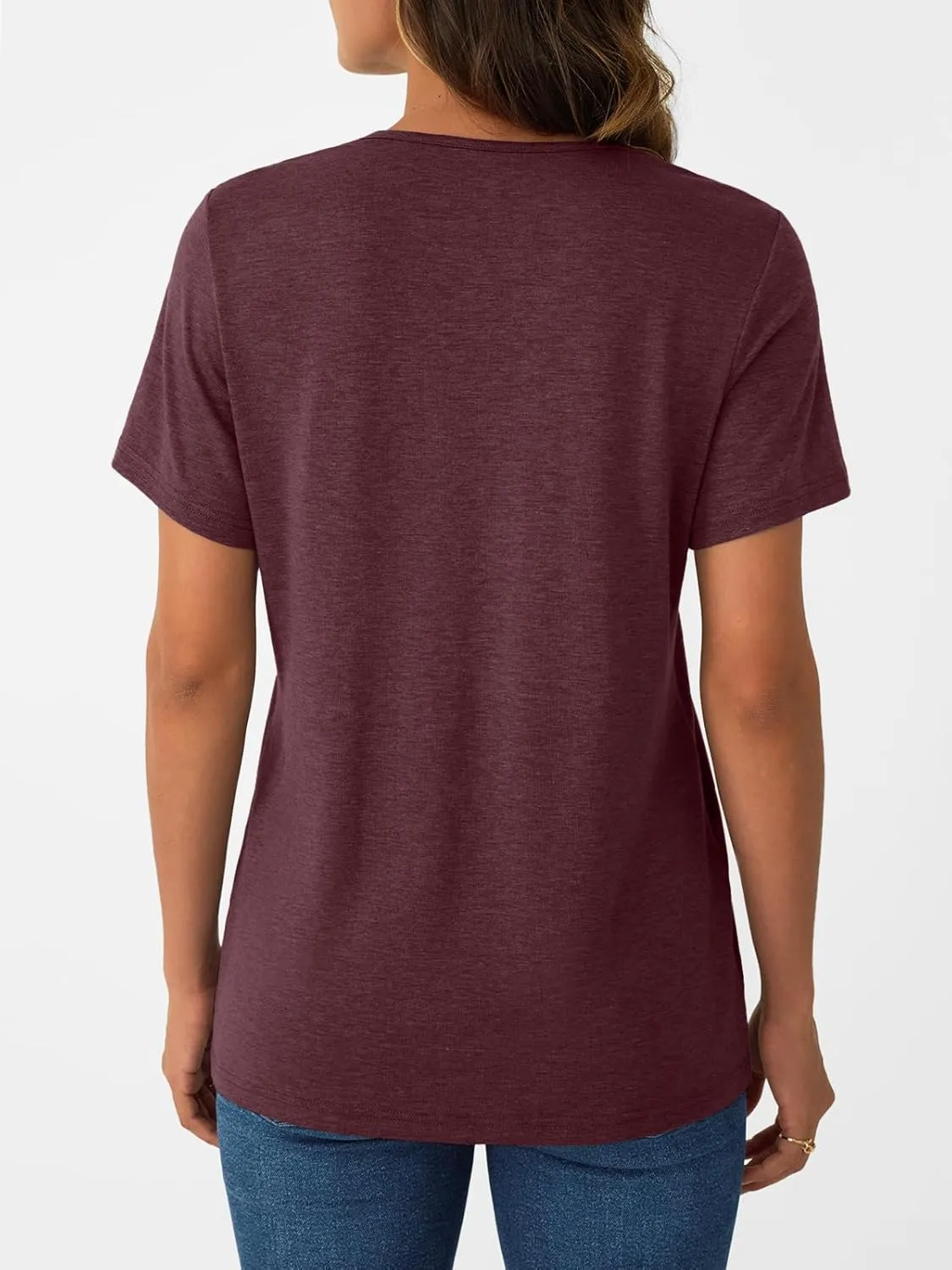 AUTOMET Pleated V Neck Shirts Short Sleeve Summer Business Casual Tops