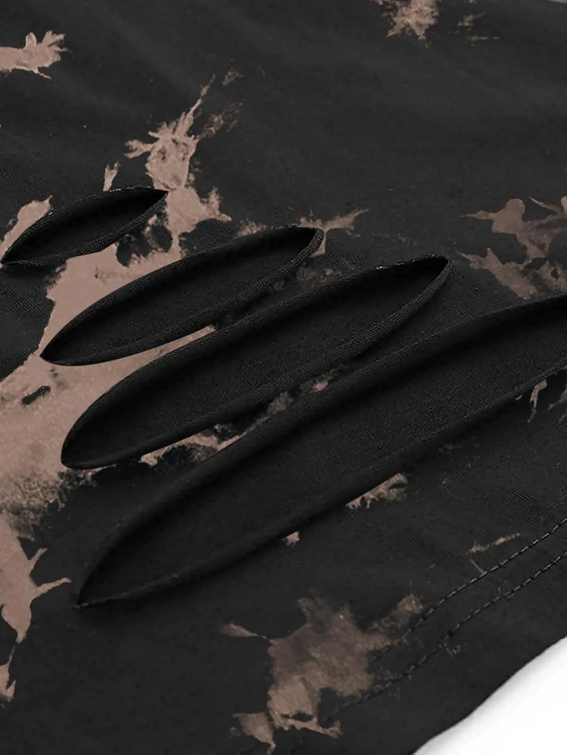 Avanova Women Skull Finger Graphic Distressed Tee Shirt Ripped Short Sleeve Crop Tops