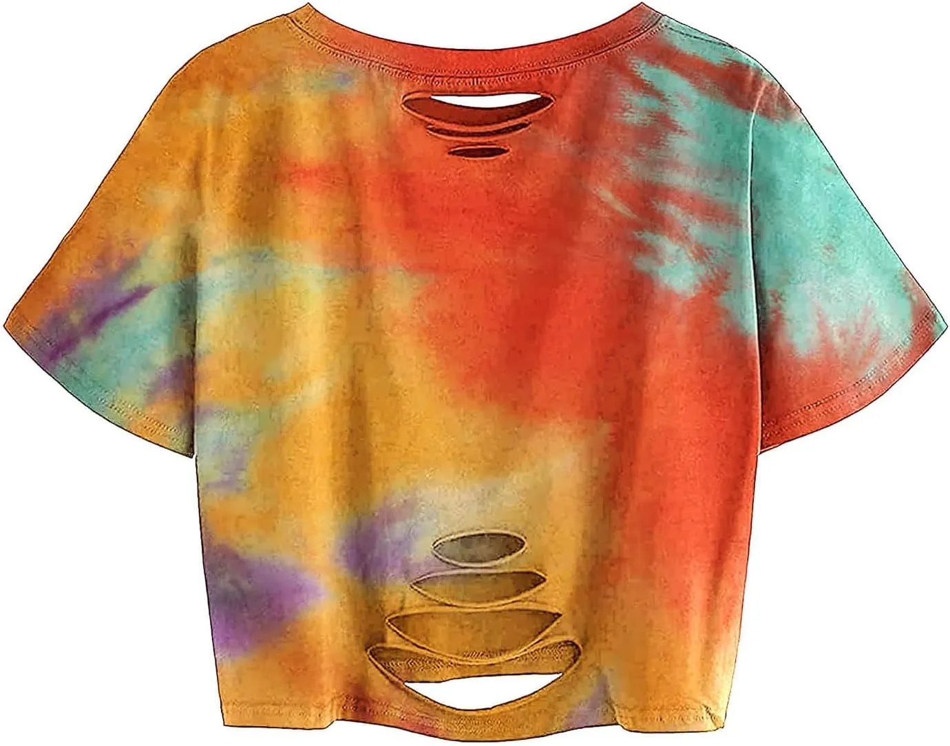 Avanova Women Skull Finger Graphic Distressed Tee Shirt Ripped Short Sleeve Crop Tops