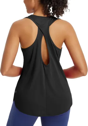 baleaf Womens Tank Tops Running Cross Open Back Top Sleeveless Racerback Gym Workout Athletic Quick Dry Tennis UPF 50 