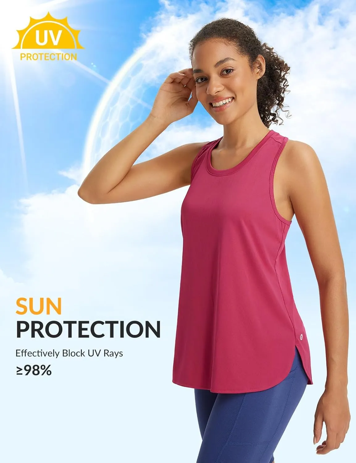 baleaf Womens Tank Tops Running Cross Open Back Top Sleeveless Racerback Gym Workout Athletic Quick Dry Tennis UPF 50 