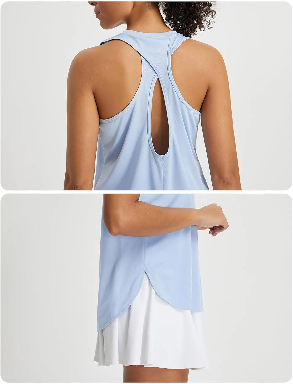 baleaf Womens Tank Tops Running Cross Open Back Top Sleeveless Racerback Gym Workout Athletic Quick Dry Tennis UPF 50 