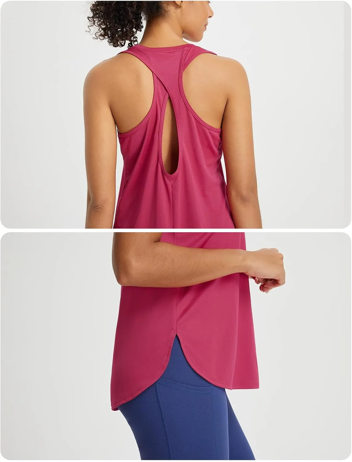 baleaf Womens Tank Tops Running Cross Open Back Top Sleeveless Racerback Gym Workout Athletic Quick Dry Tennis UPF 50 
