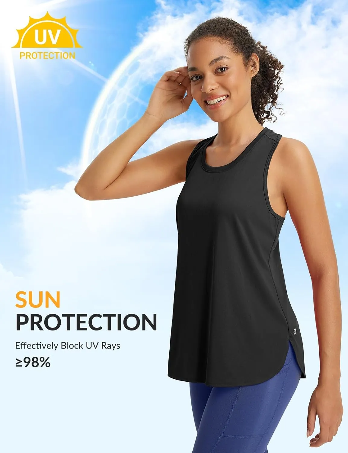 baleaf Womens Tank Tops Running Cross Open Back Top Sleeveless Racerback Gym Workout Athletic Quick Dry Tennis UPF 50 