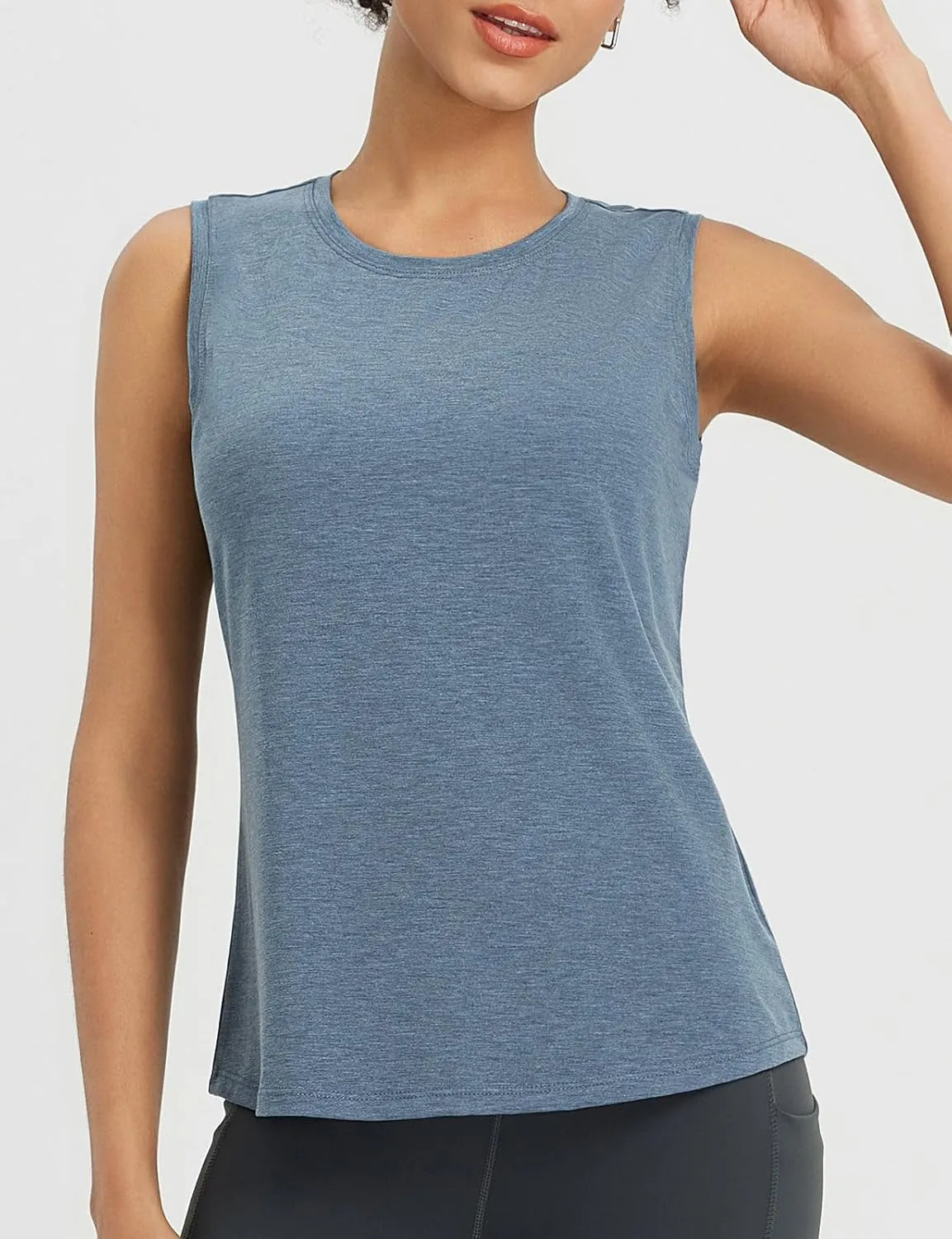 baleaf Women's Workout Tank Tops Racerback Open Back Yoga Top Sleeveless Running Shirts Loose Fit Athletic Gym Sports