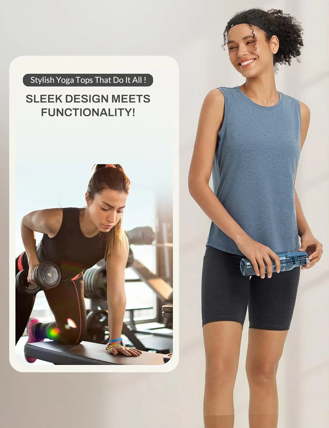 baleaf Women's Workout Tank Tops Racerback Open Back Yoga Top Sleeveless Running Shirts Loose Fit Athletic Gym Sports