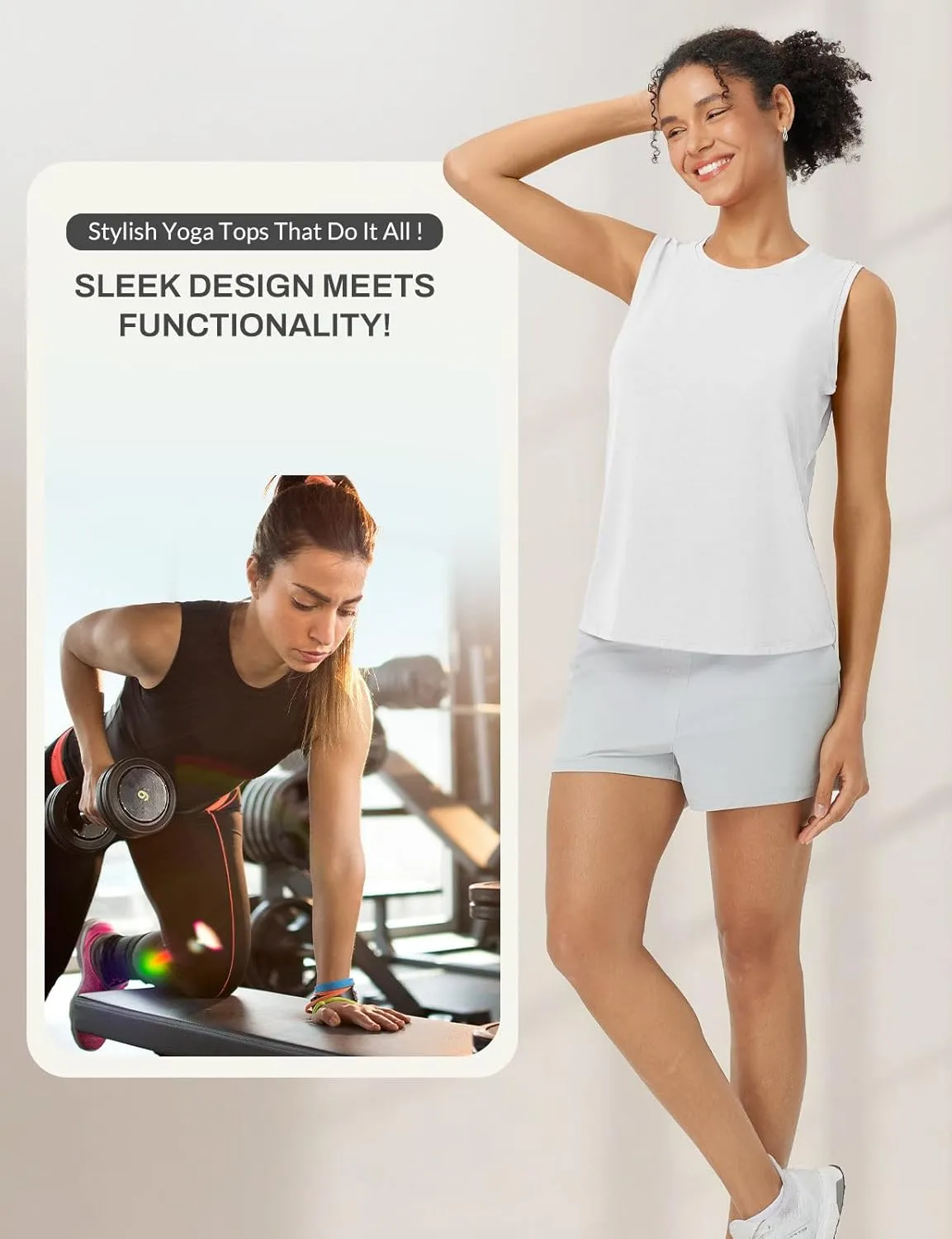baleaf Women's Workout Tank Tops Racerback Open Back Yoga Top Sleeveless Running Shirts Loose Fit Athletic Gym Sports