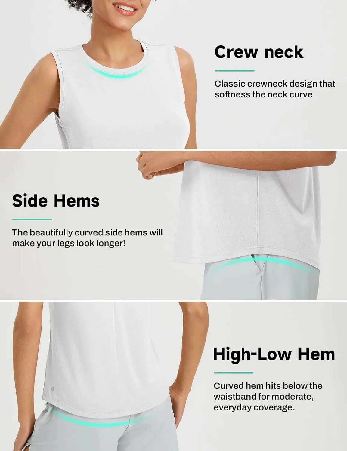 baleaf Women's Workout Tank Tops Racerback Open Back Yoga Top Sleeveless Running Shirts Loose Fit Athletic Gym Sports