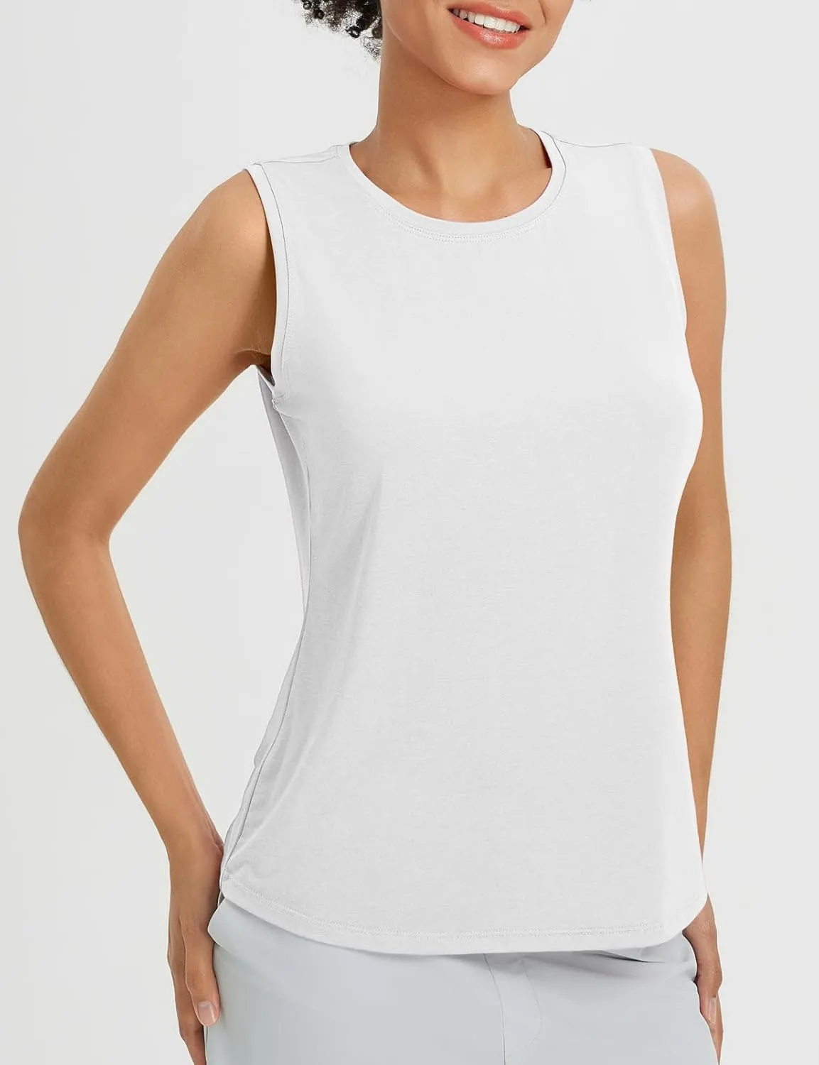 baleaf Women's Workout Tank Tops Racerback Open Back Yoga Top Sleeveless Running Shirts Loose Fit Athletic Gym Sports