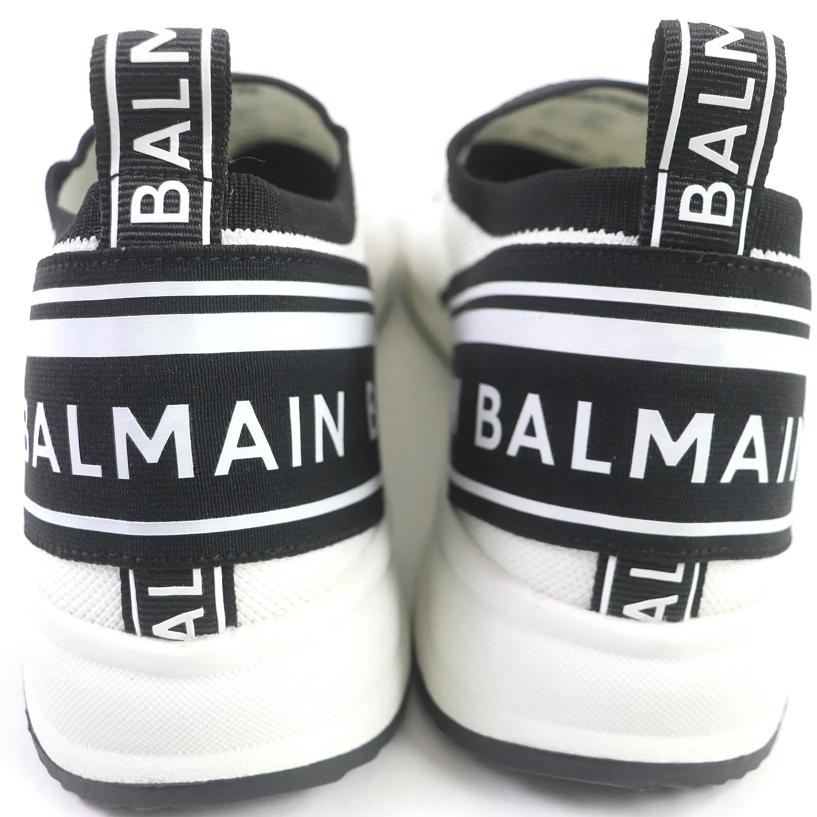 Balmain Logo Slip-On Sneakers White Black 42