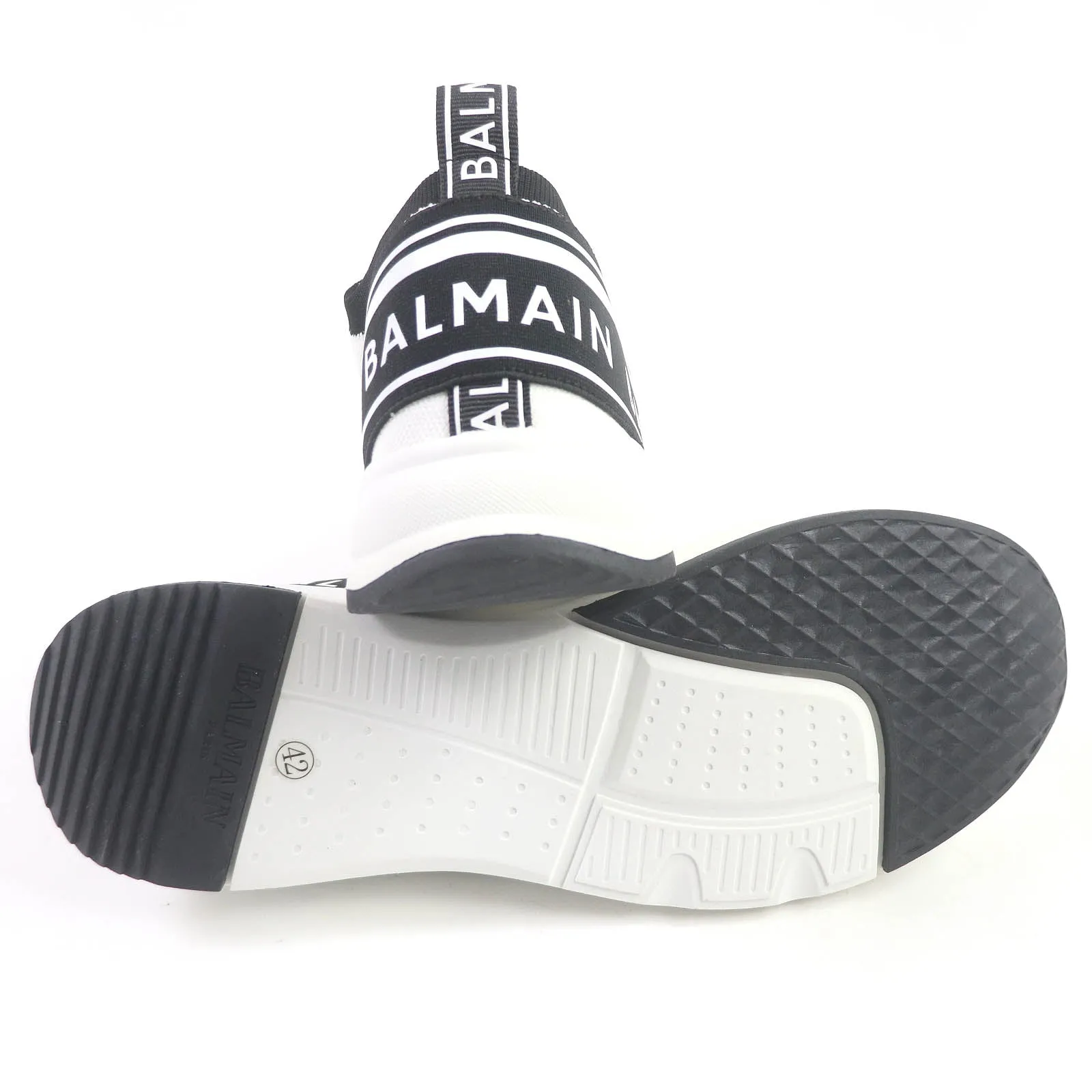 Balmain Logo Slip-On Sneakers White Black 42