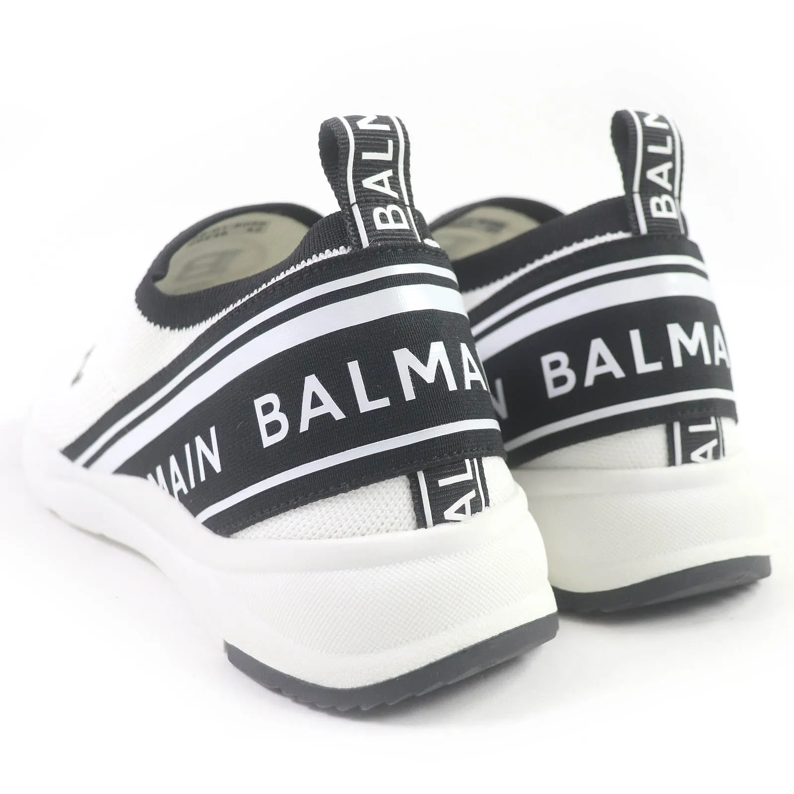 Balmain Logo Slip-On Sneakers White Black 42