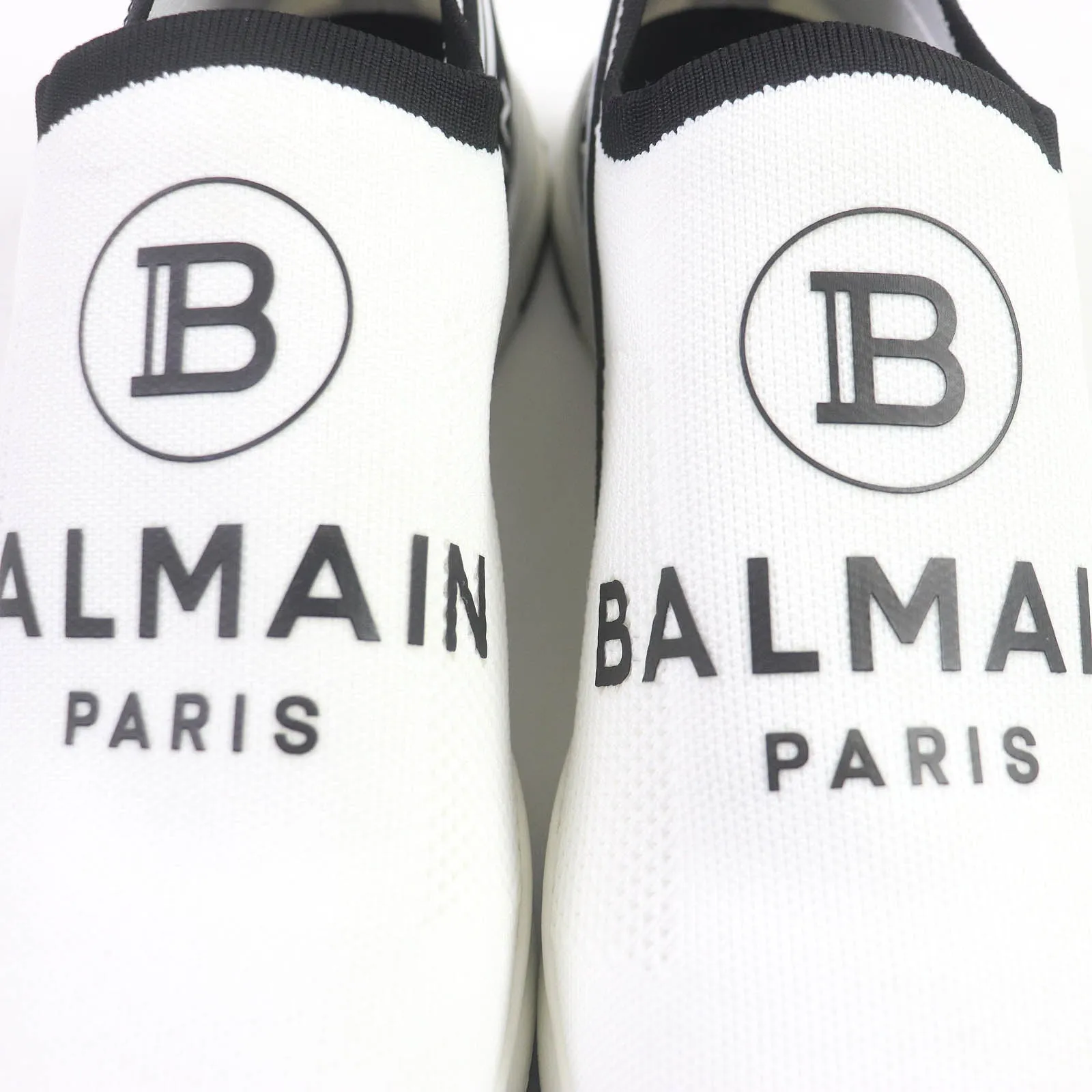 Balmain Logo Slip-On Sneakers White Black 42